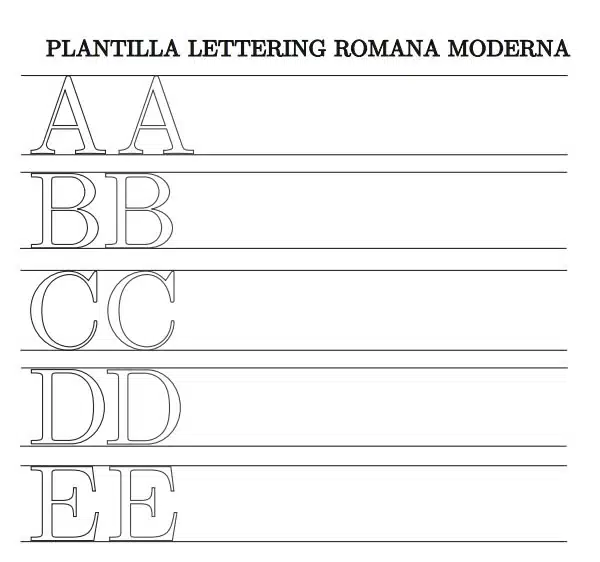 Plantilla lettering letra romana moderna