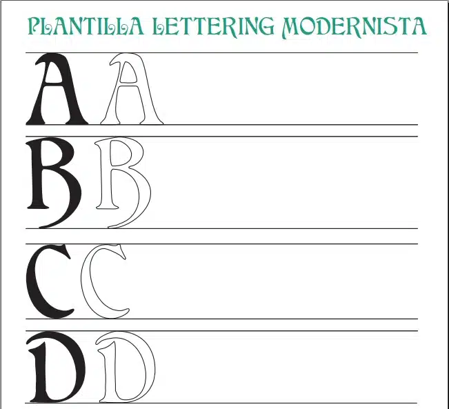 Plantilla Lettering Modernista Art Nouveau