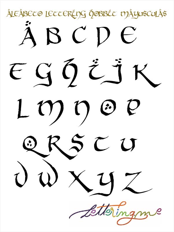 Alfabeto lettering El Hobbit Mayúsculas