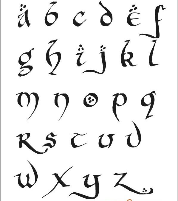 Alfabeto Lettering El Hobbit Mayúsculas y Minúsculas