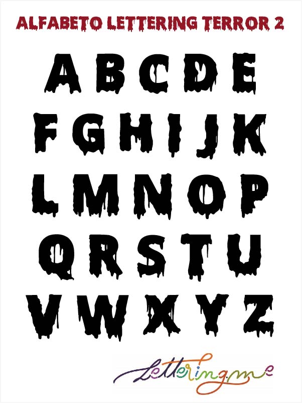 Alfabeto lettering de terror derretido