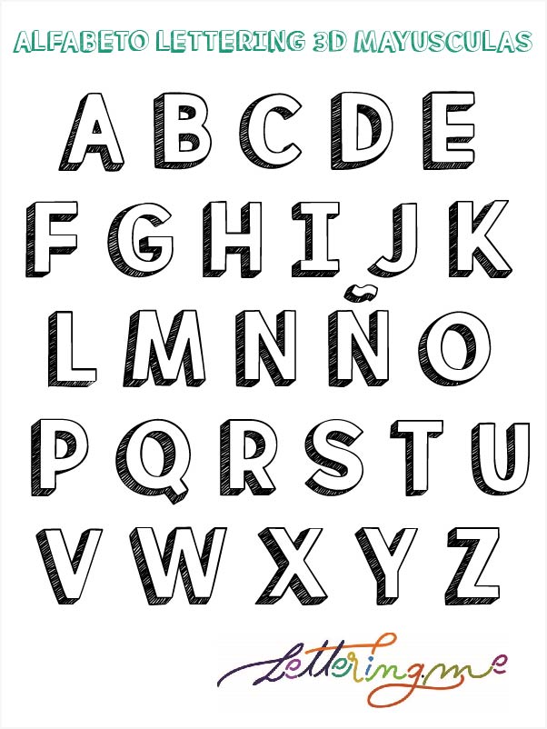 Alfabeto Lettering 3D en mayúsculas