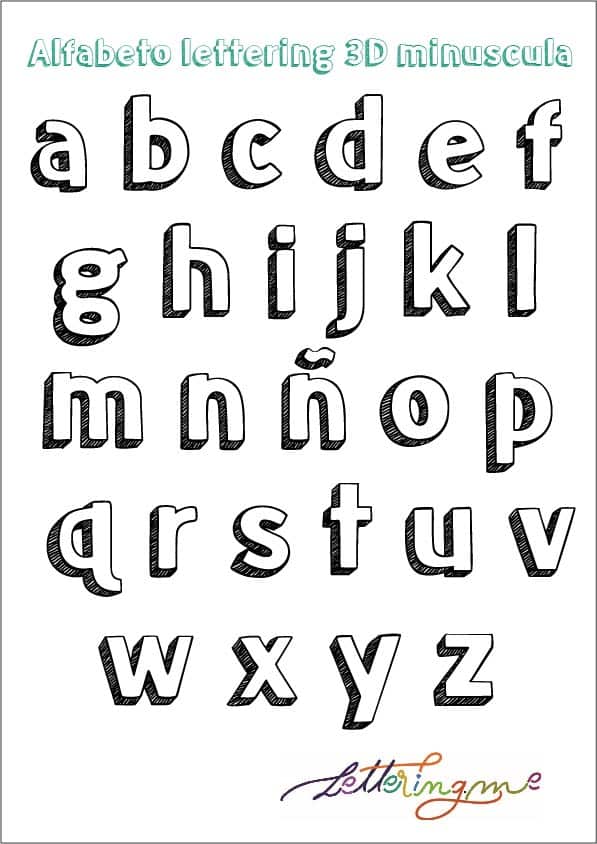 Alfabeto Lettering 3D en minúsculas