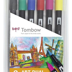 Comprar rotuladores lettering Tombow Dual Brush 6 colores vivos