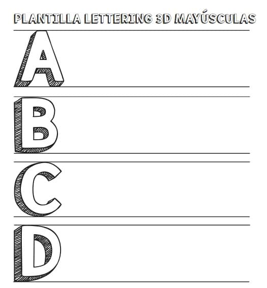 Plantilla Lettering 3D en Mayúsculas para Descargar Gratis - Lettering