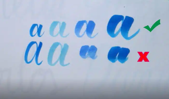 Errores Brush Lettering no adecuar pincel a tamaño de letra