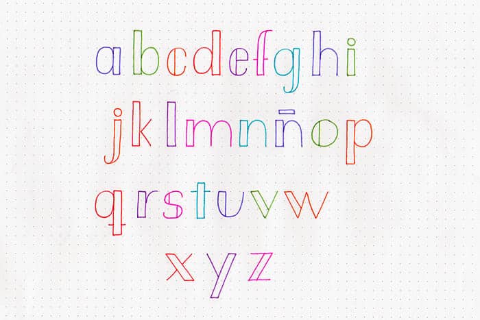 Alfabeto lettering fácil en minúsculas