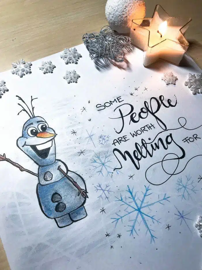 Hand lettering Olaf Frozen