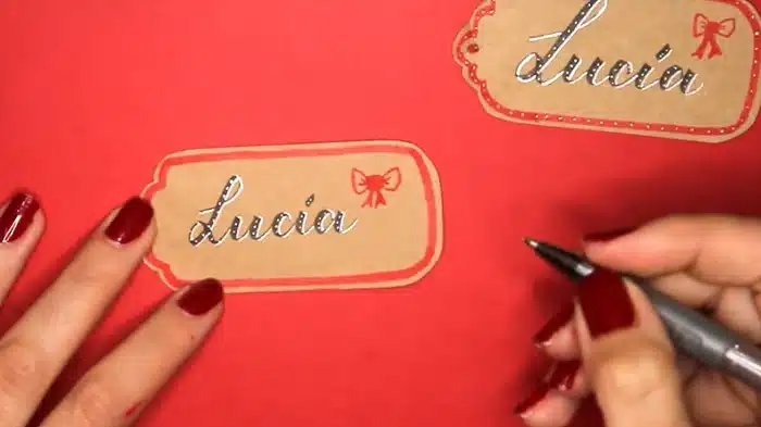 Hand lettering etiqueta Navidad Lucía